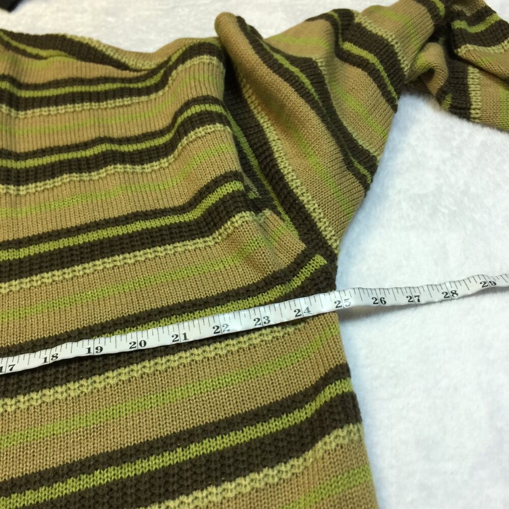 New! Thorn & Fable Sweater M Men’s Green Brown Striped Pocket Long Sleeve - Picture 6 of 16